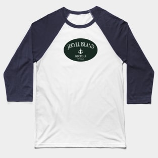 Jekyll Island Georgia Sea Islands Anchor Dark Green Baseball T-Shirt